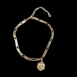 New Initial "U" 18K Gold Plated Figaro Chain Anklet/Bracelet